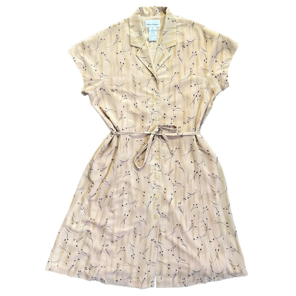 YELLOW FLORAL BUTTON DOWN DRESS WITH BOW TIE